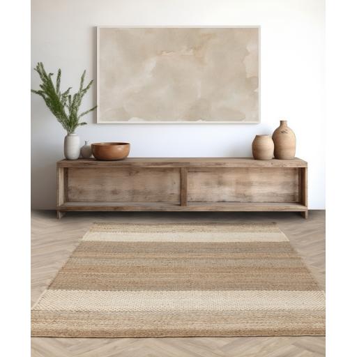 Cedar Natural Jute Hand Woven Reversible Flatweave Rug in Natural Ivory