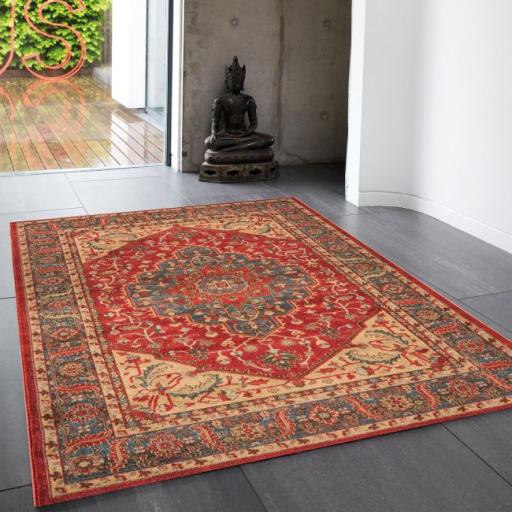 Windsor WIN08 Traditional Classic Persian Flatweave  Rug Hallway Runner in Rust Multi