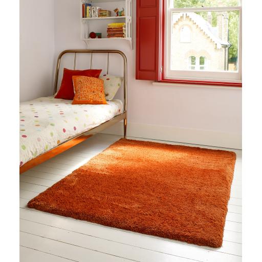 Lulu Soft Touch Plain Shaggy Rug in Spice