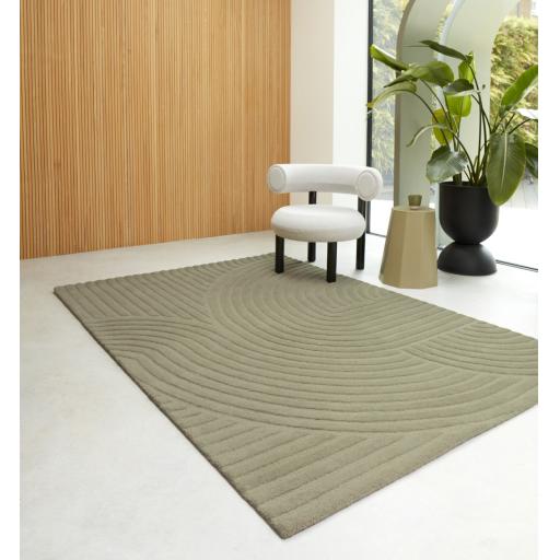 Hague Modern Hand Made Wool Rug in Sage Green