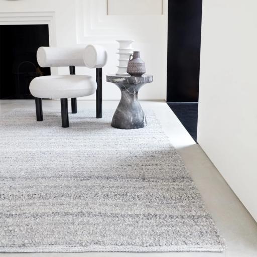 Abbus Boucle Hand Woven Flatweave Modern Plain Rug  in Steel Grey