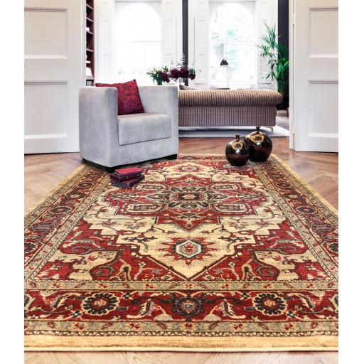 Windsor WIN10 Traditional Classic Persian Flatweave Rug Hallway Runner in Rust Cream