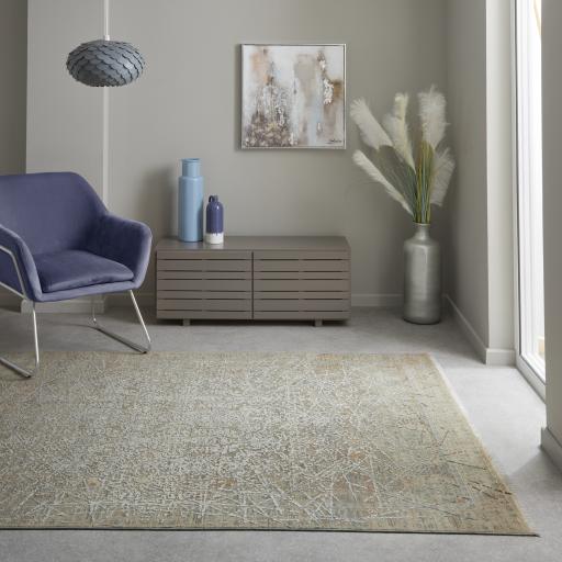 Emerald EMR102 Rug Modern Traditional Abstract Soft Silky Rug in Cumin Beige