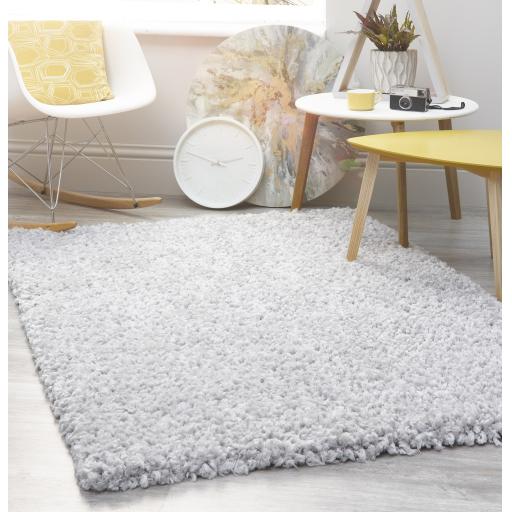 Origins Portland Modern Plain High Pile Super Soft Fluffy Shaggy Rug in Grey