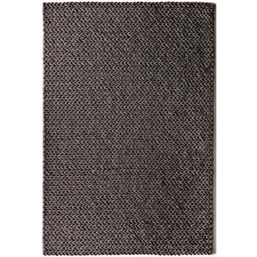 Fusion Luxury Soft Hand Woven Braided Wool Rug in Fossil Black