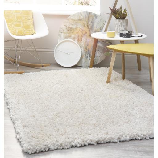 Origins Portland Modern Plain High Pile Super Soft Fluffy Shaggy Rug in Cream