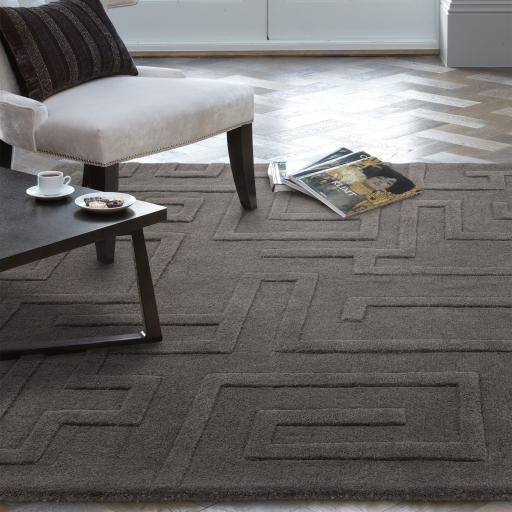 Maze Wool Rug Hand Tufted Modern Classic in Charcoal Grey