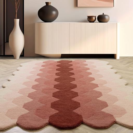 Hive Rug Modern Soft 100% Wool Hand Tufted Elegant Geometric  Gradient Effect Rug in Pink