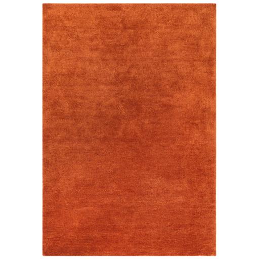 Milo Modern Plain Short Pile Shaggy Soft Silky Rust Orange Rug