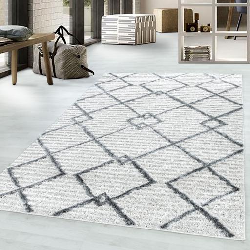 Modern Pisa Stylish 3D Geometric Hand Tufted Soft Rug in Cream Small 80x150 cm