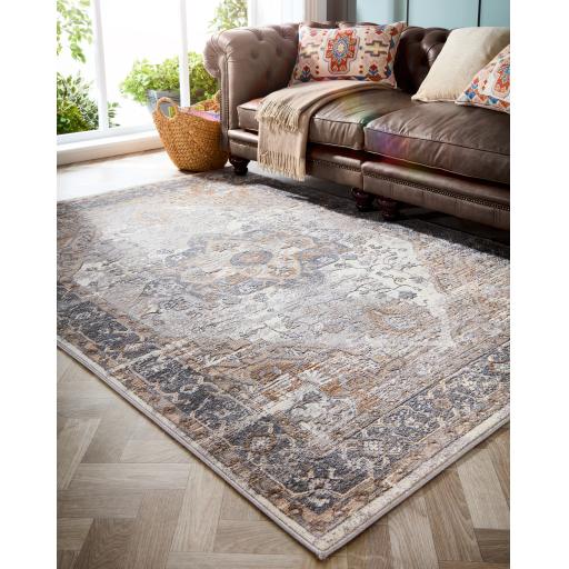 Origins Alexandra Persian Rug Cream Grey Traditional Medallion Rug