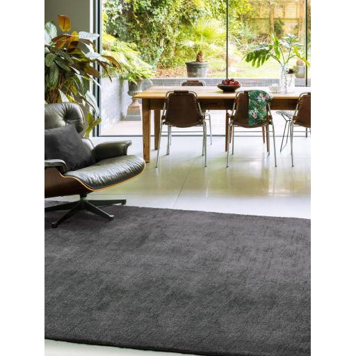 Milo Modern Plain Short Pile Shaggy Soft Silky Grey Rug