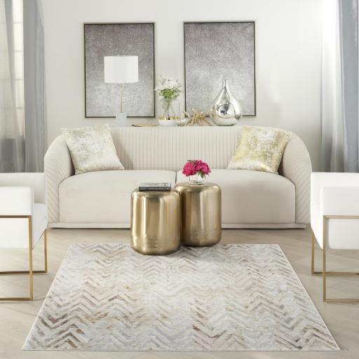 Glitz GLZ05 Modern Abstract Chevron Soft Silky Shimmer Multi Rug by Nourison