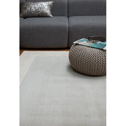 Ascot Modern Plain Hand Woven Wool Viscose Bordered Silver Rug