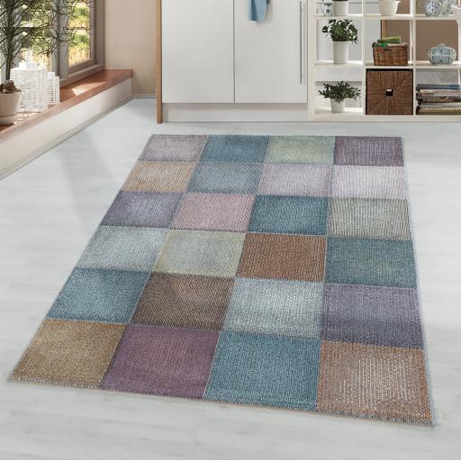 Ottowa 4202 Modern Abstract Squared Blocks Design Multi Colours Rug in Extra Large 200x290 cm (6'7"x9'6")