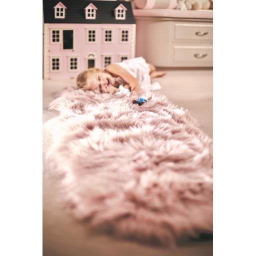 Genuine Sheepskin Animal Fur Soft Wool Shaggy Adobe Rose Pink Rug