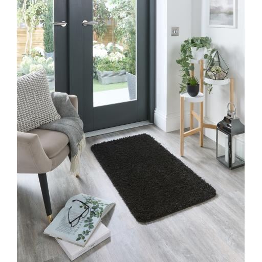 My Washable Shaggy Non-Slip Rug in Black