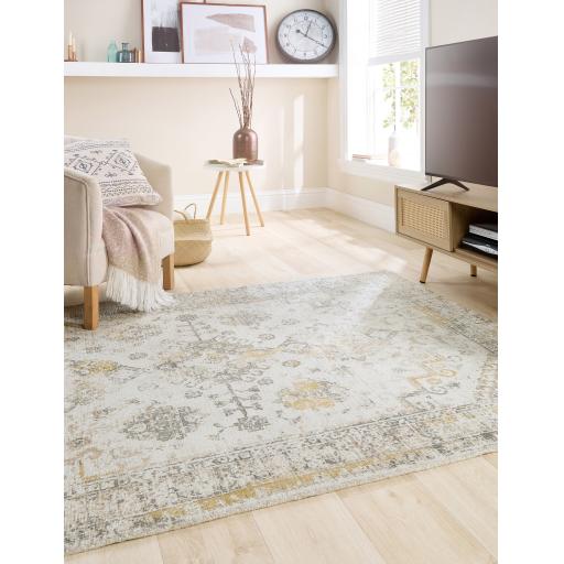 Origins Vogue Traditional Vintage Look Rug in Light Grey Ochre