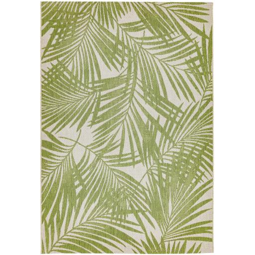 Patio Palm Botanical Leaf Indoor Outdoor Green Rug