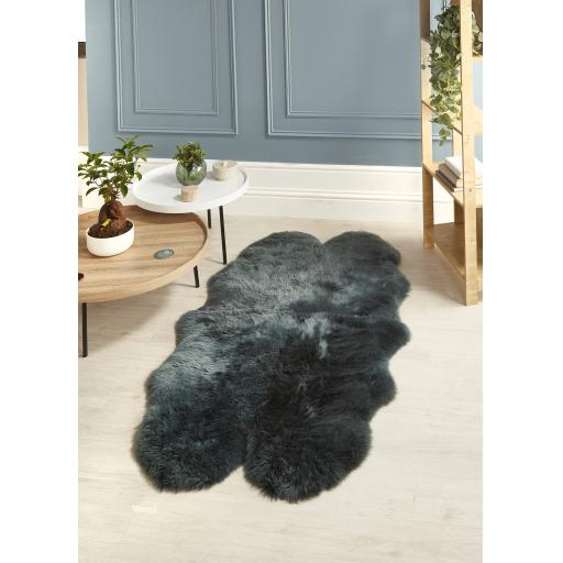 Genuine Sheepskin Animal Fur Soft Wool Shaggy Adobe Forest Green Rug