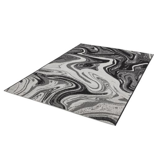 Patio PAT19, PAT20 Marble Indoor Outdoor Rug in Black Grey