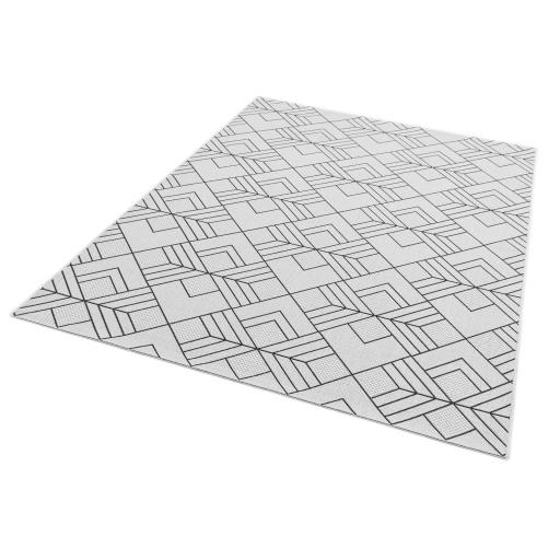 Patio Deco PAT16 Geometric Diamond Indoor Outdoor Rug in Ivory Black