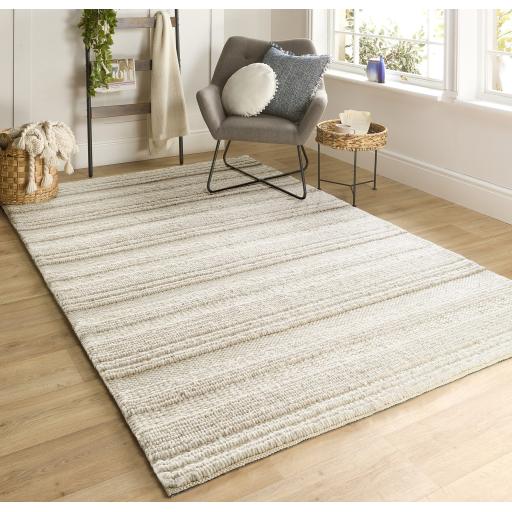 Origins Chunky Knit Wool Natural Cream Braided Rug Hallway Runner