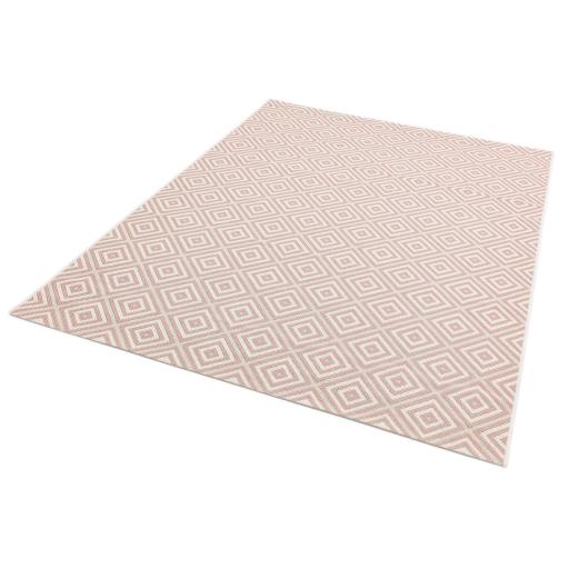 Patio PAT13 Diamond Jewel Geometric Flatweave Indoor Outdoor Rug in Pink White