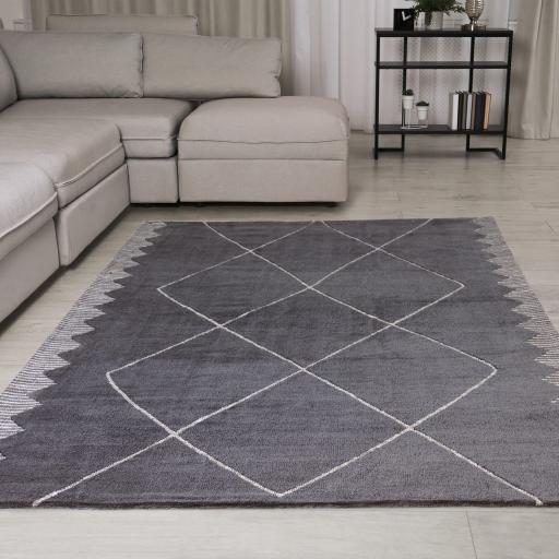 Mason Diamond Rug Modern Moroccan Tribal Berber Scandi Black Rug