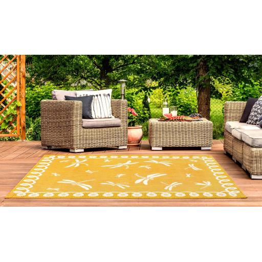 Dragonfly Outdoor Rug for Garden Patio Picnic Travel Indoor Kitchen Summer Breeze Gold Yellow Rug