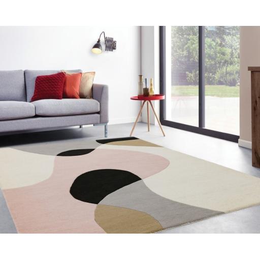 Matrix Arc Pastel Rug MAX55 Modern Retro Geometric Hand Tufted Wool Multi Pink Rug