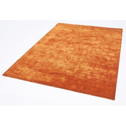 Katherine Carnaby Chrome Hand Made Rug Modern Plain Viscose Silky Shiny Luxurious Paprika Orange Rug