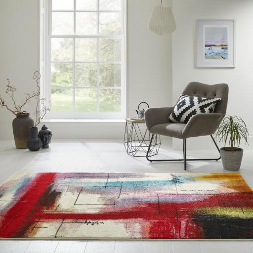 Art106 Multi Rug Modern Abstract Pictorial Pop Multicoloured Rug