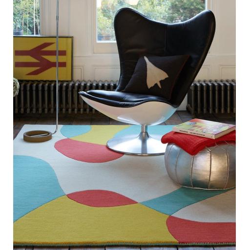 Matrix Arc Bright Rug Modern Retro Geometric Hand Tufted Wool Multi Rug in Extra Large Size 200 x 300 cm