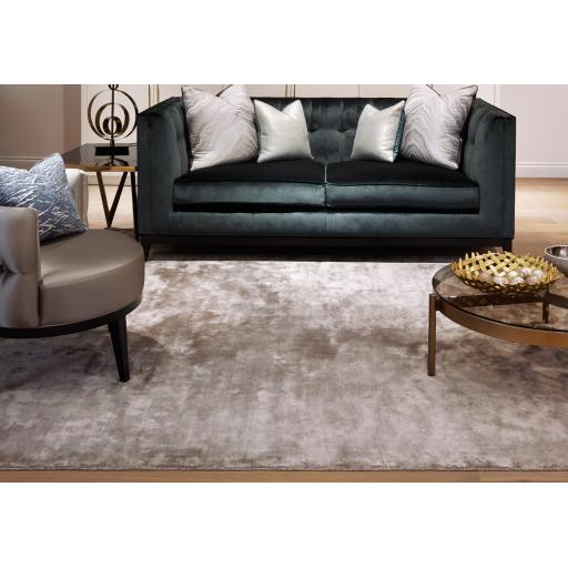 Katherine Carnaby Chrome Hand Made Rug Modern Plain Viscose Silky Shiny Luxurious Latte Rug