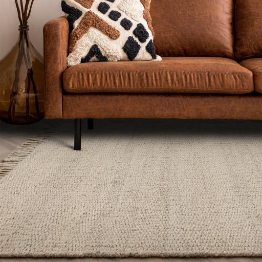 Grove Plain Flatweave Hand Woven Jute Rug in Sand Beige