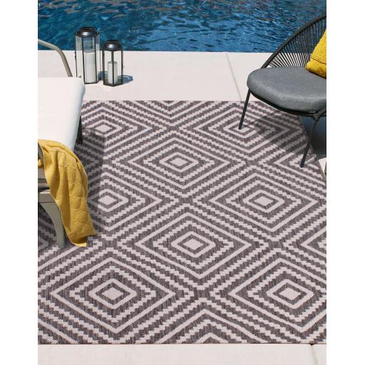 Big Diamond  Outdoor Rug for Garden Patio Picnic Travel Indoor Kitchen Summer Breeze Grey Rug