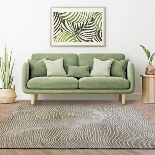 Mason Magnitude Rug Modern Abstract Swirls Soft Silky Sage Green Rug