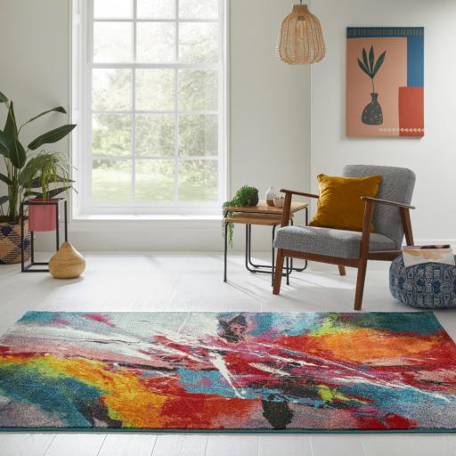 Art105 Multi Rug Modern Abstract Pictorial Pop Multicoloured Rug