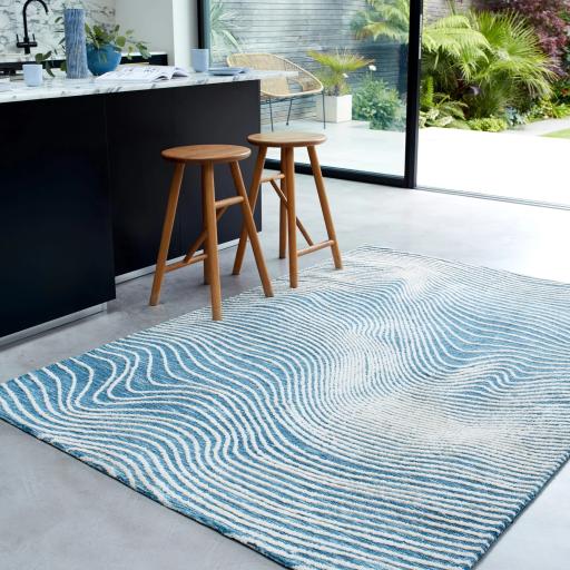 Mason Magnitude Rug Modern Abstract Swirls Blue Rug