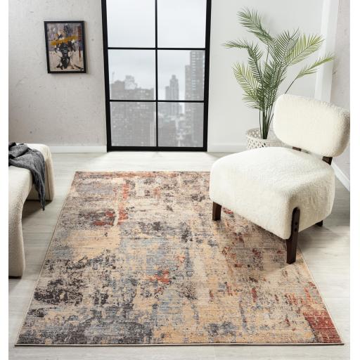 Alia 838GL Modern Multi Rug Abstract Short Pile Rug in Anthracite Rose