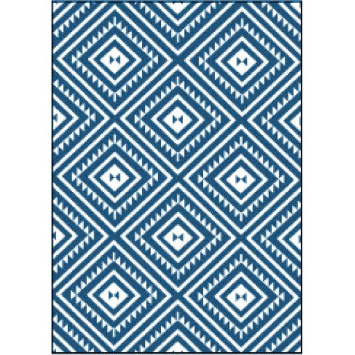 Big Diamond Outdoor Rug for Garden Patio Picnic Travel Indoor Kitchen Summer Breeze Navy Rug