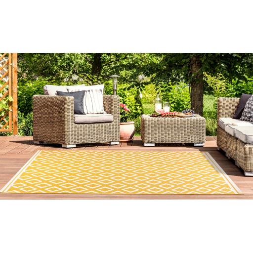 Diamond Outdoor Rug for Garden Patio Picnic Travel Indoor Kitchen Summer Breeze Gold Yellow Rug