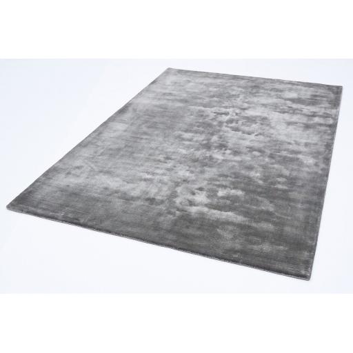 Katherine Carnaby Chrome Hand Made Rug Modern Plain Viscose Silky Shiny Luxurious Zinc Rug