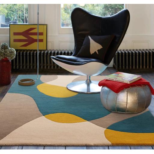 Matrix Arc Taupe Rug Modern Retro Geometric Hand Tufted Wool Multi Rug 160 x 230 cm