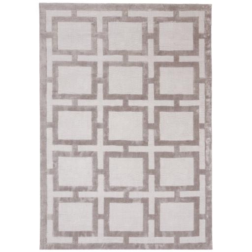 Eaton Katherine Carnaby Rug Modern Geometric Hand Woven Silky Viscose Metallic Sheen Super Soft Buscuit Rug