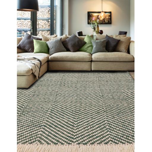 Vigo Jute Rug Hand Made Flatweave Herringbone Patterned Fringed Bohemian Natural Texture Jute Rug