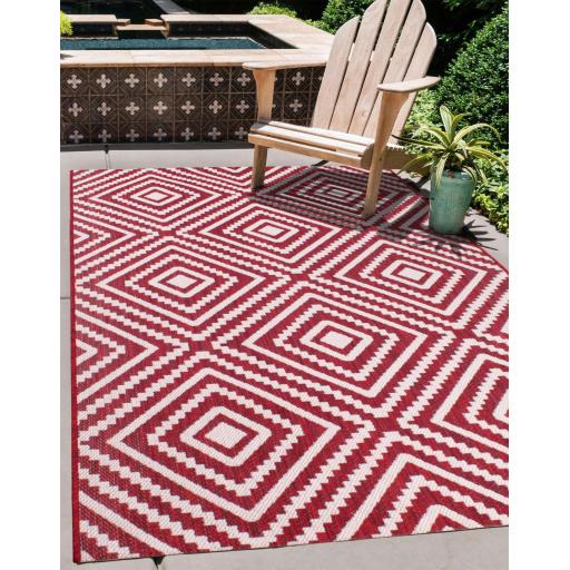 Big Diamond  Outdoor Rug for Garden Patio Picnic Travel Indoor Kitchen Summer Breeze Red Rug