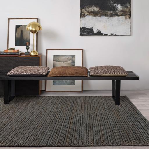 Oakley Hand Woven Rug Natural Braided Jute Modern Plain Charcoal Rug