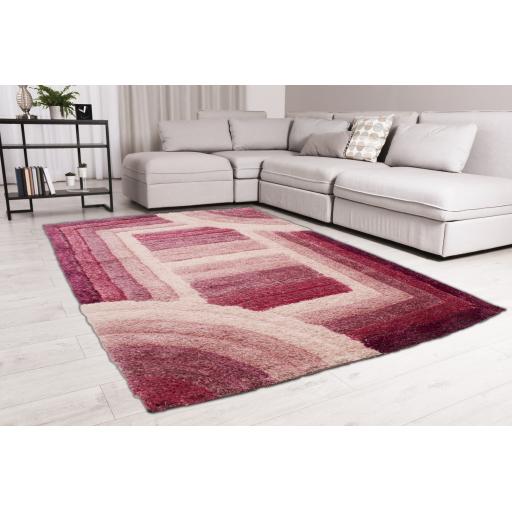 3D Shaggy Trellis Rug Silky Soft Modern Living Room Rug in Large Size 160x230 cm (2'3"x7'7")